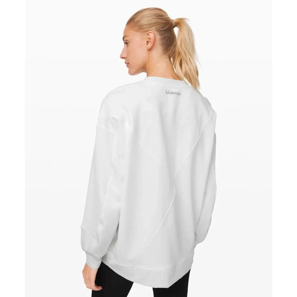 Lululemon Perfectly Oversized Crew Patch Sweatshirt Off White Limited Edition 8 - Picture 7 of 13
